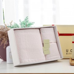内野 流动波纹系列三件套礼盒(浴巾-1 面巾-1 方巾-1)粉色 蓝色