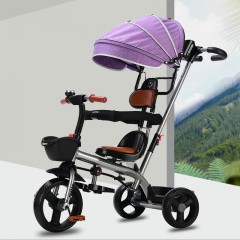airud艾尚美多功能儿童三轮车推椅两用2-3-6宝宝推车日常郊外遛娃神器 紫色