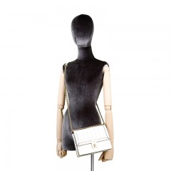 蔻驰 COACH 奢侈品 女士专柜款夹棉皮革手提单肩斜挎包小号白色 89066 B4/HA