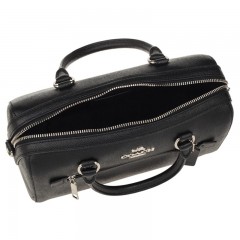 蔻驰 COACH 奢侈品 女士中号波士顿桶包单肩手提包黑色牛皮革 F79946 SVBK
